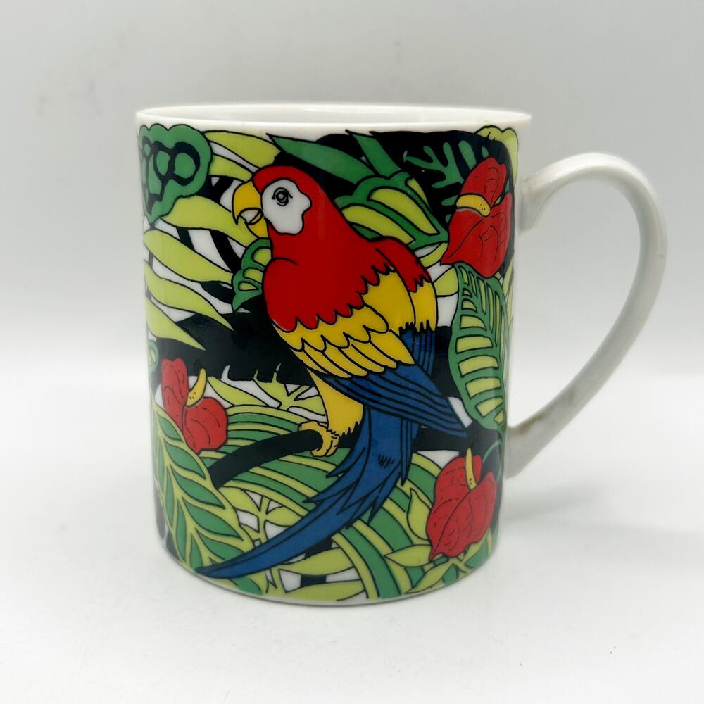 Vintage 1980 Parrot Tropical Forrest Ceramic Mug COPA San Francisco